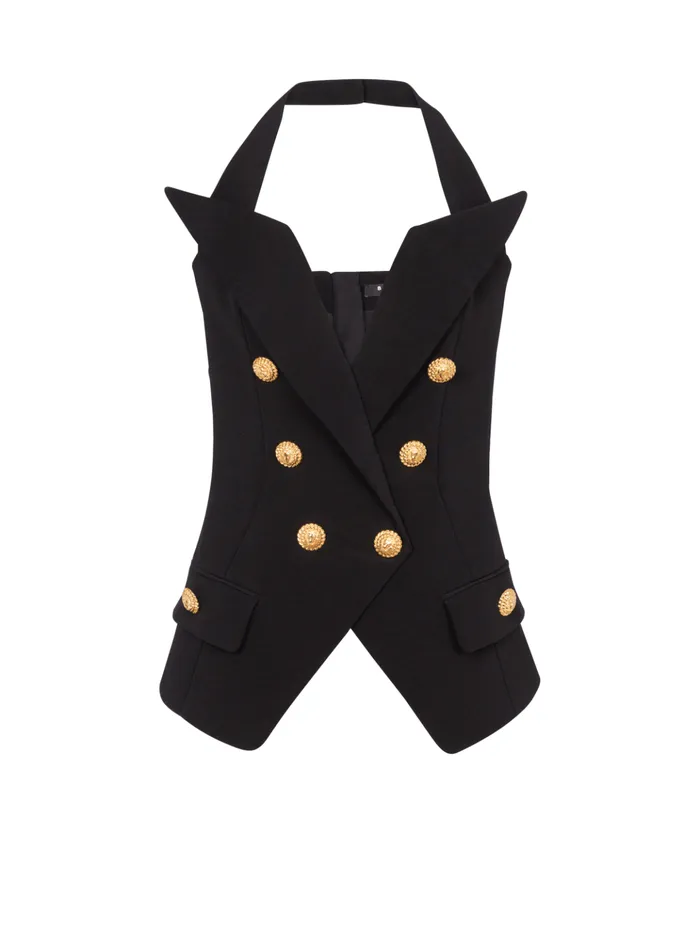 Structured Crepe Top Black Women Balmain Tops And Shirts
