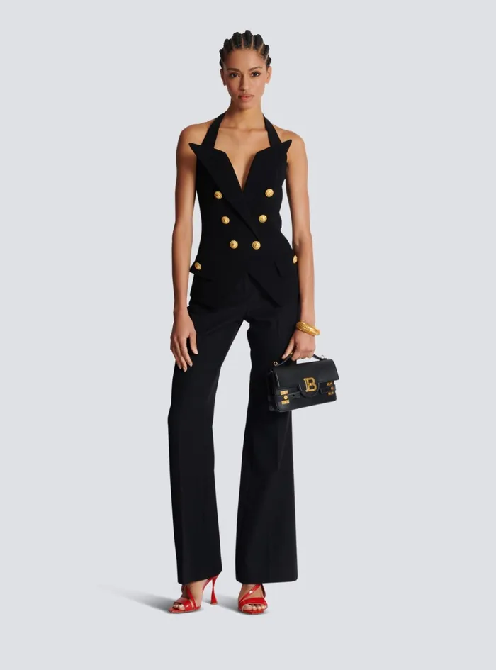 Structured Crepe Top Black Women Balmain Tops And Shirts