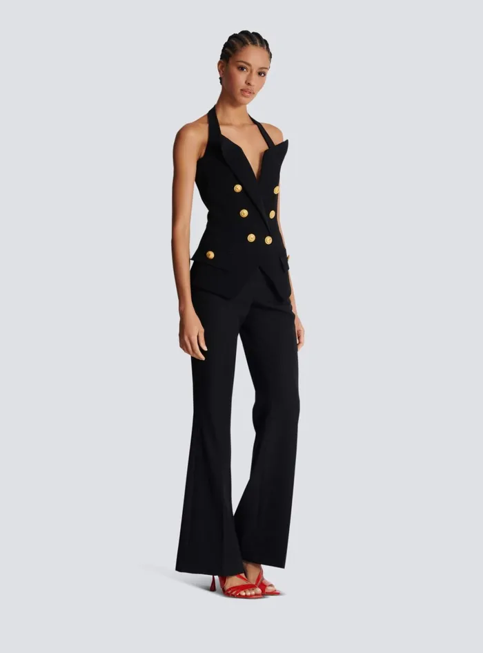 Structured Crepe Top Black Women Balmain Tops And Shirts