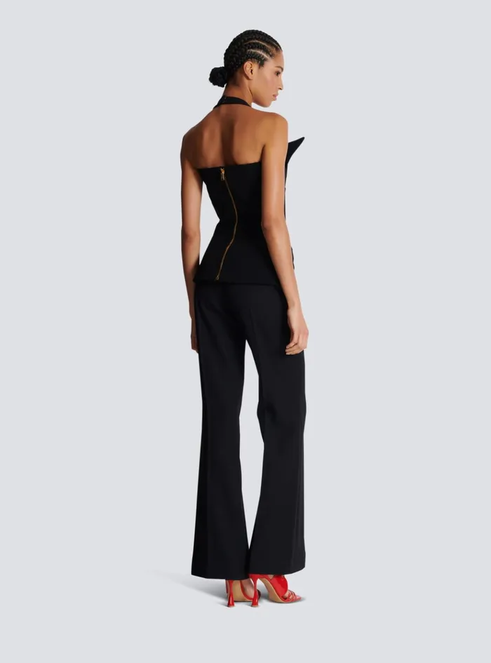 Structured Crepe Top Black Women Balmain Tops And Shirts