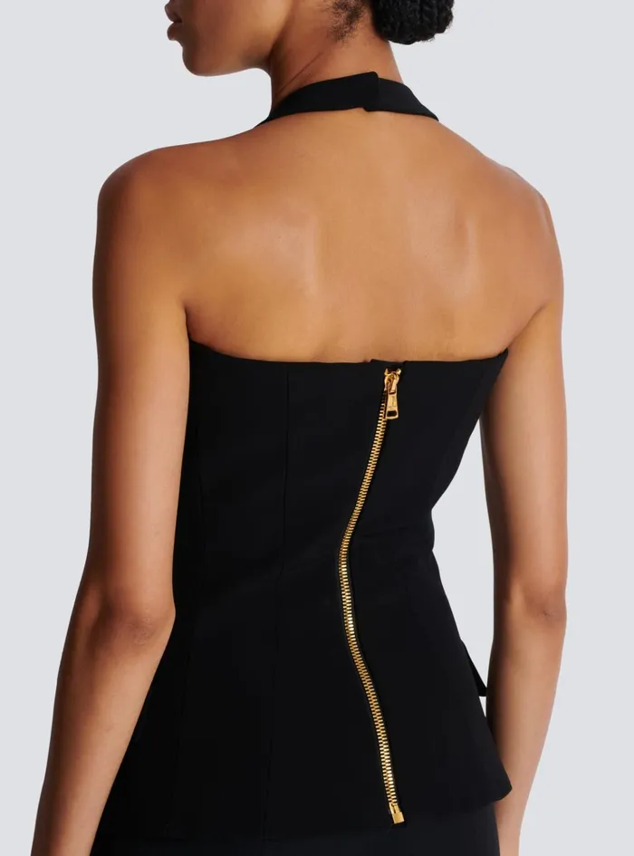 Structured Crepe Top Black Women Balmain Tops And Shirts