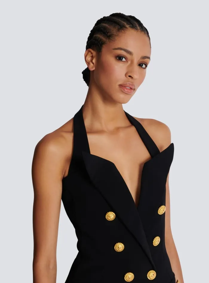 Structured Crepe Top Black Women Balmain Tops And Shirts