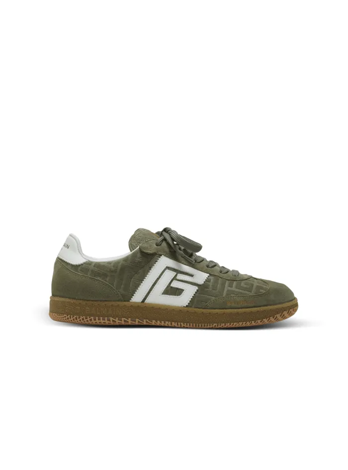 Suede Swan Trainers Khaki Women Balmain Sneakers