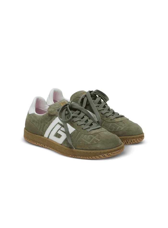 Suede Swan Trainers Khaki Women Balmain Sneakers