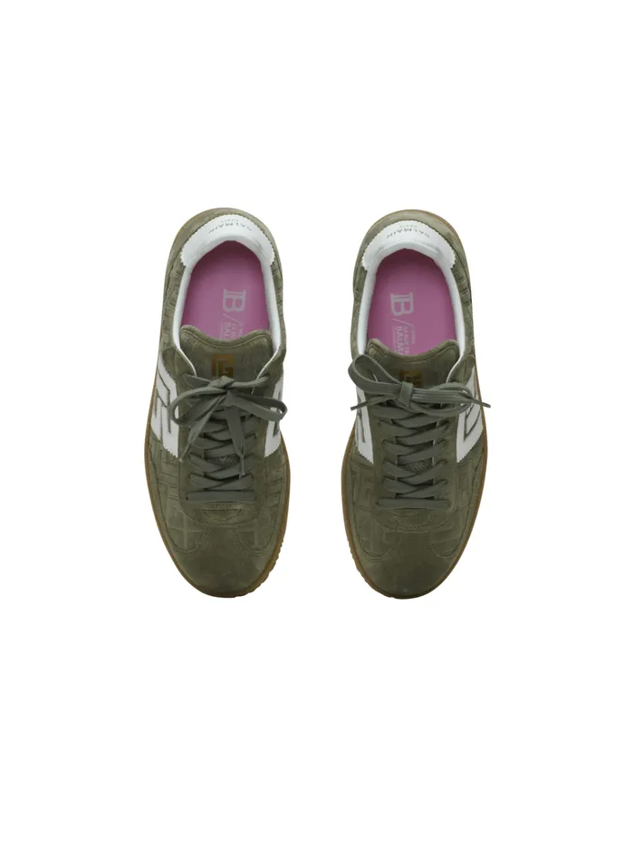 Suede Swan Trainers Khaki Women Balmain Sneakers