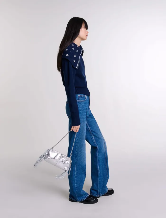 Sweaters and Cardigans Women Maje Cardigan With Jewellery Neck Navy