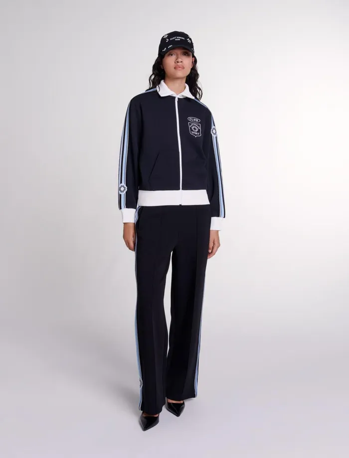 Sweaters and Cardigans Women Maje Embroidered Tracksuit Jacket Black