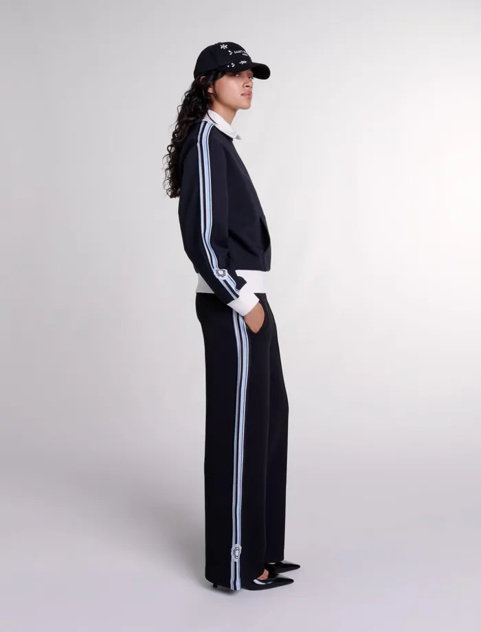 Sweaters and Cardigans Women Maje Embroidered Tracksuit Jacket Black