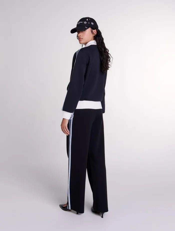 Sweaters and Cardigans Women Maje Embroidered Tracksuit Jacket Black