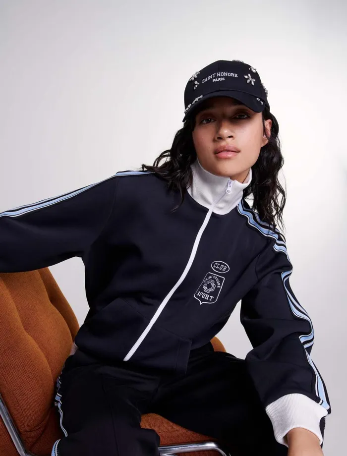 Sweaters and Cardigans Women Maje Embroidered Tracksuit Jacket Black
