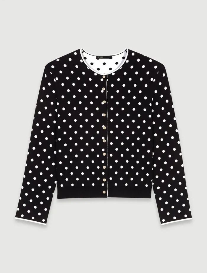 Sweaters and Cardigans Women Maje Fancy Knit Cardigan Blackwhite