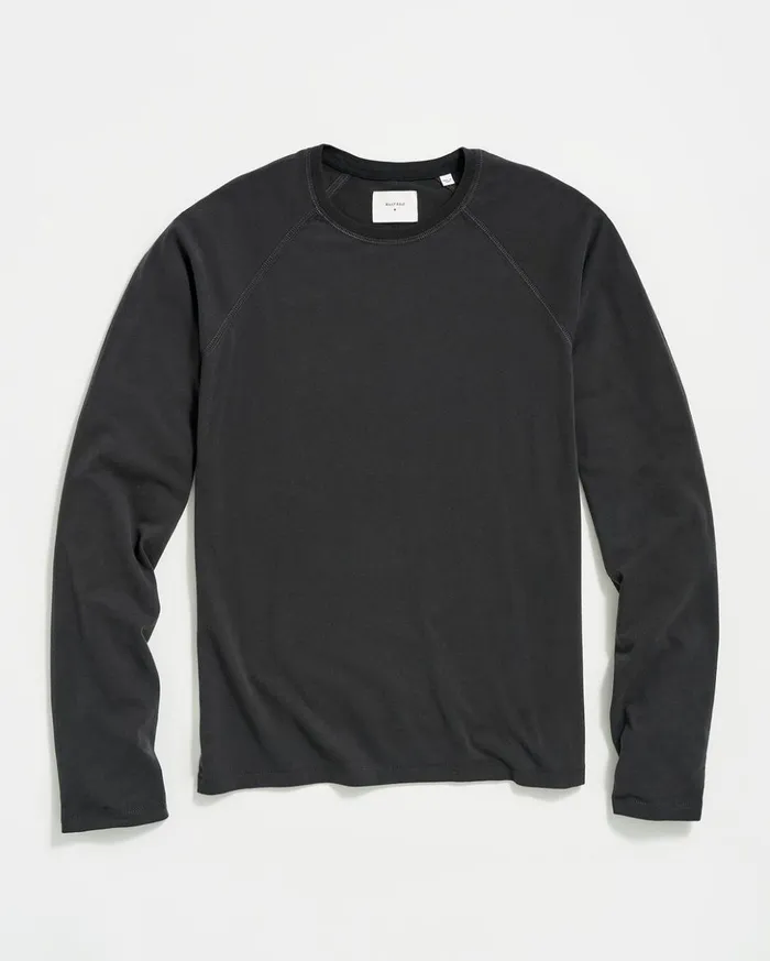 Sweaters and Sweatshirts Men Billy Reid Ls Sueded Cotton Crew Black