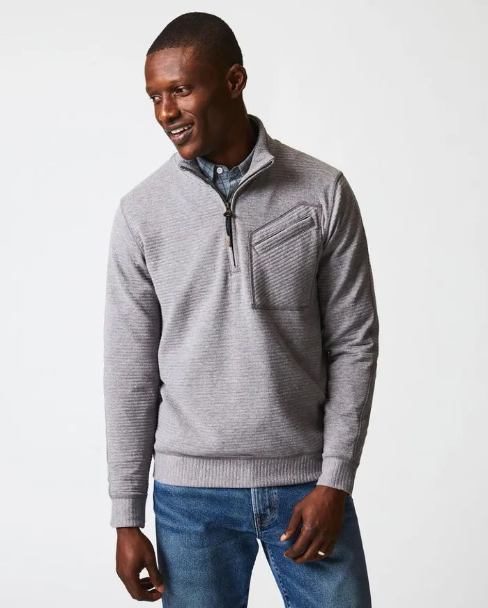 Sweaters and Sweatshirts Men Billy Reid Quilted Half Zip Medium Grey