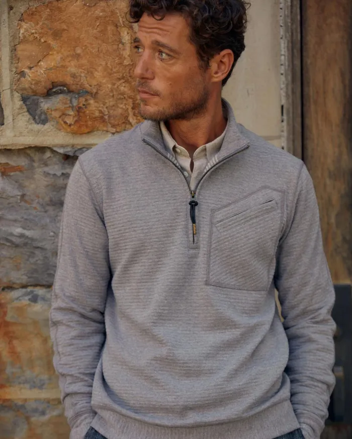 Sweaters and Sweatshirts Men Billy Reid Quilted Half Zip Medium Grey