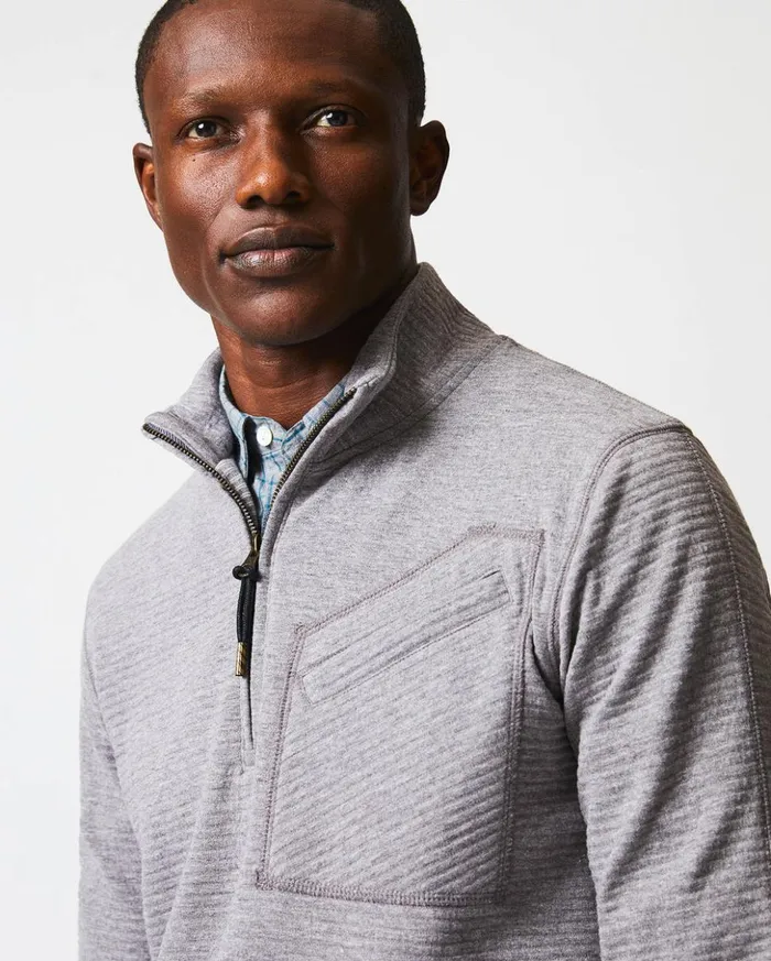 Sweaters and Sweatshirts Men Billy Reid Quilted Half Zip Medium Grey