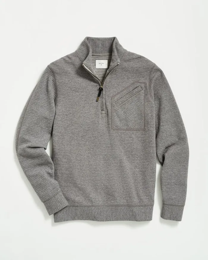 Sweaters and Sweatshirts Men Billy Reid Quilted Half Zip Medium Grey