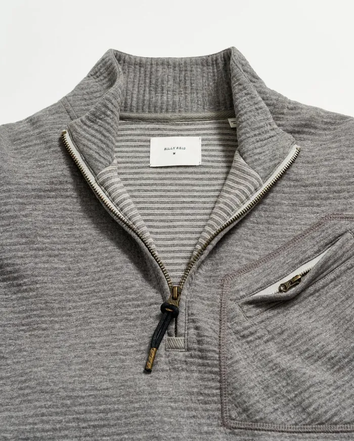 Sweaters and Sweatshirts Men Billy Reid Quilted Half Zip Medium Grey