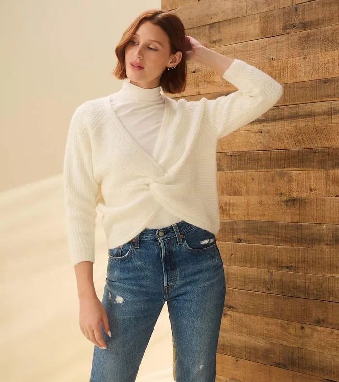 Sweaters Women Hatley Cross Over Sweater 8211 Winter White