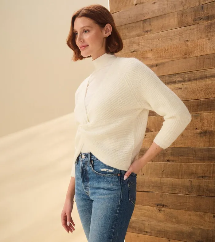 Sweaters Women Hatley Cross Over Sweater 8211 Winter White