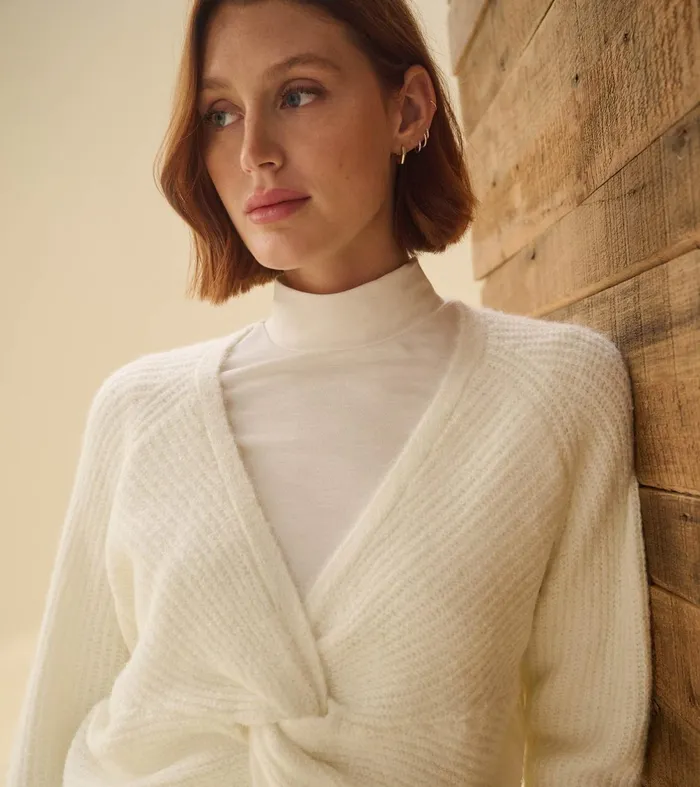 Sweaters Women Hatley Cross Over Sweater 8211 Winter White