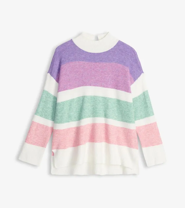 Sweaters Women Hatley Mock Neck Tunic 8211 Sunrise Colour Block