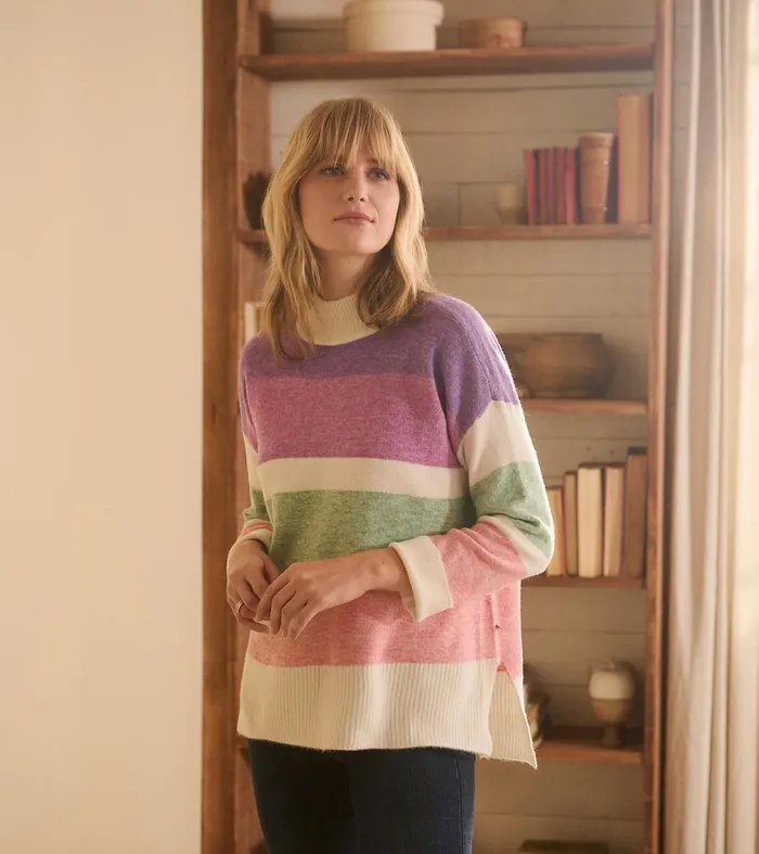 Sweaters Women Hatley Mock Neck Tunic 8211 Sunrise Colour Block