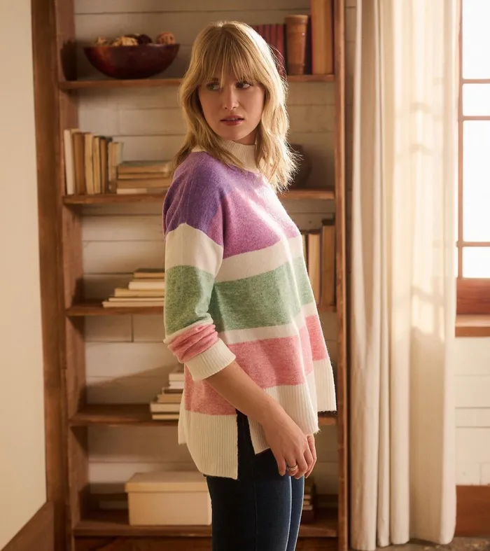 Sweaters Women Hatley Mock Neck Tunic 8211 Sunrise Colour Block