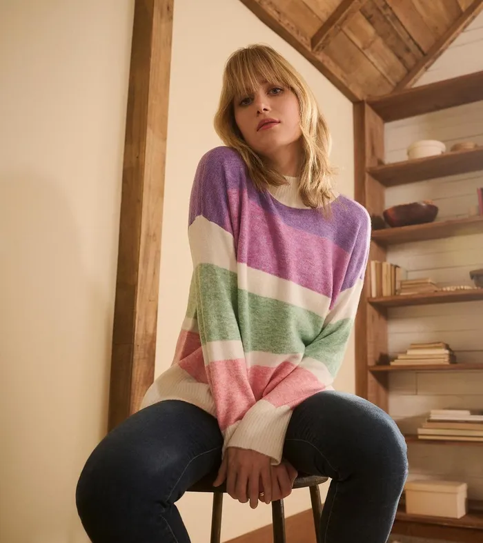 Sweaters Women Hatley Mock Neck Tunic 8211 Sunrise Colour Block