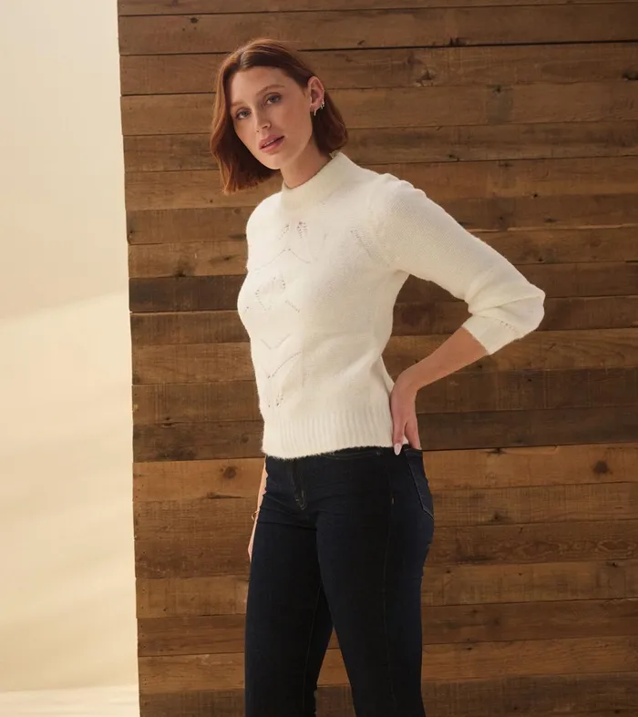 Sweaters Women Hatley Petal Cable Sweater 8211 Winter White