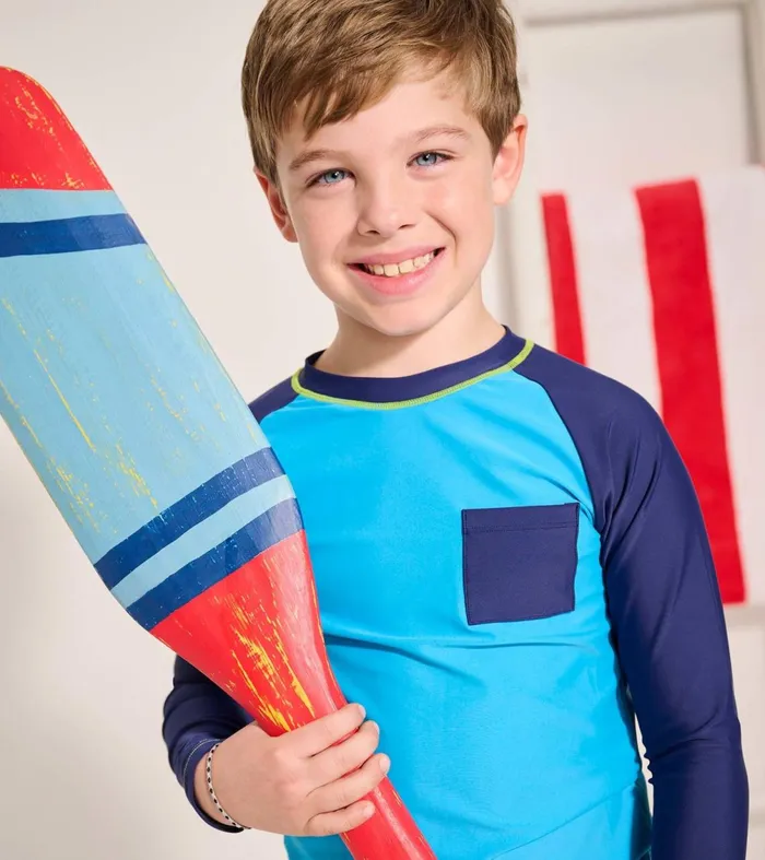 Swimwear Boys Hatley Boys Malibu Blue Long Sleeve Rashguard