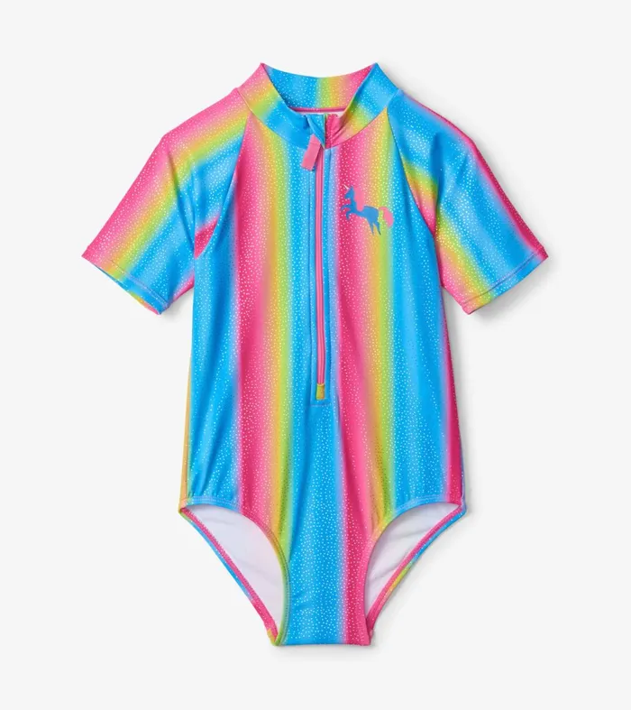 Swimwear Girls Hatley Jelly Bean Rainbow Rashguard One Piece