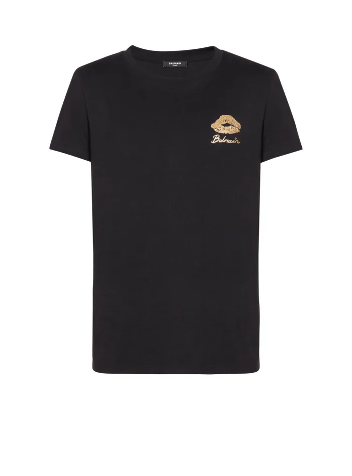 Tshirt With Kiss Print Black Men Balmain TShirts