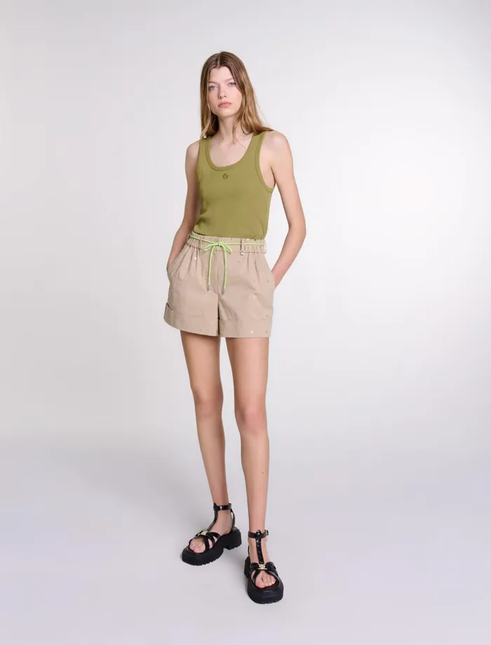 TShirts Women Maje Ribbed Vest Top Khaki