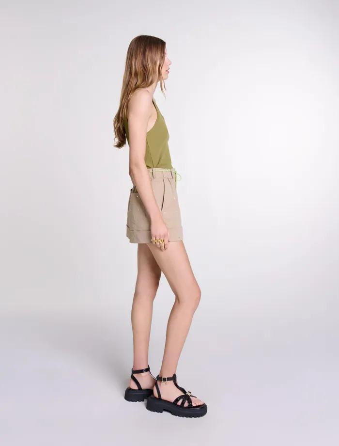 TShirts Women Maje Ribbed Vest Top Khaki