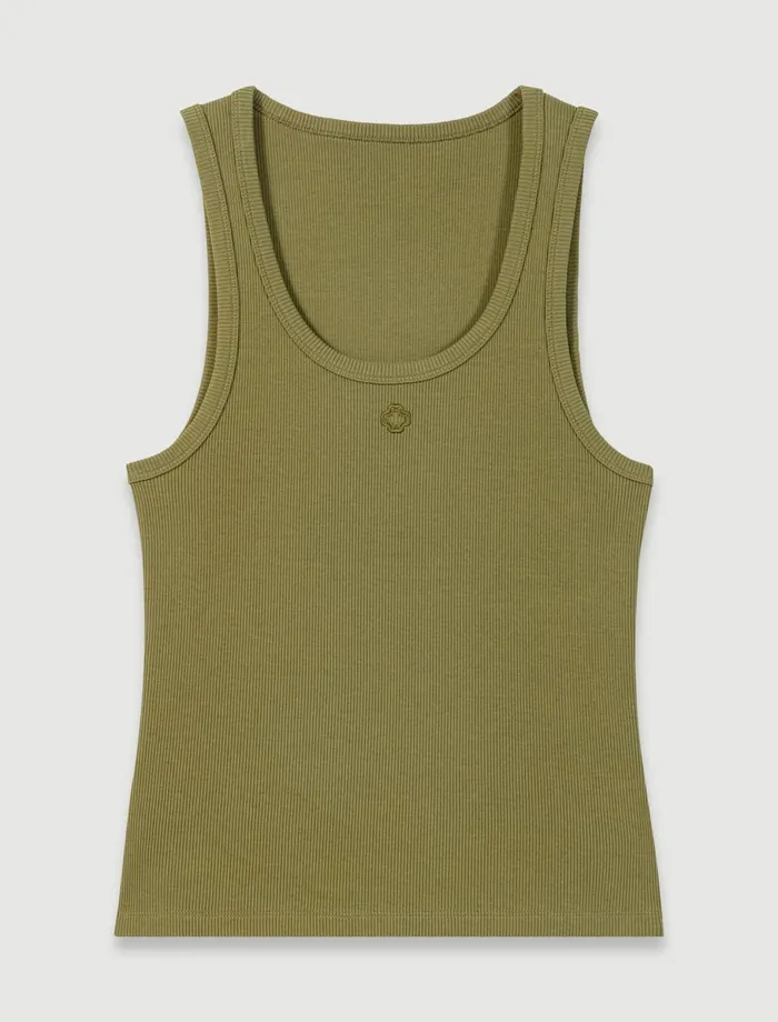 TShirts Women Maje Ribbed Vest Top Khaki