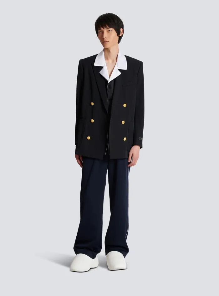 Technical Wool Blazer Black Men Balmain Jackets And Blazers