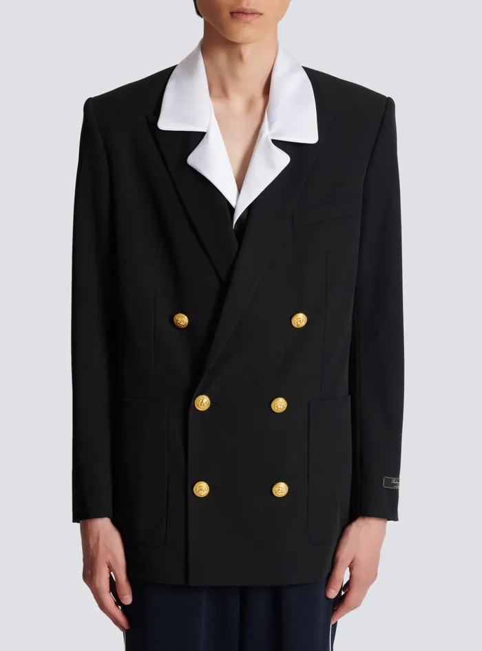 Technical Wool Blazer Black Men Balmain Jackets And Blazers