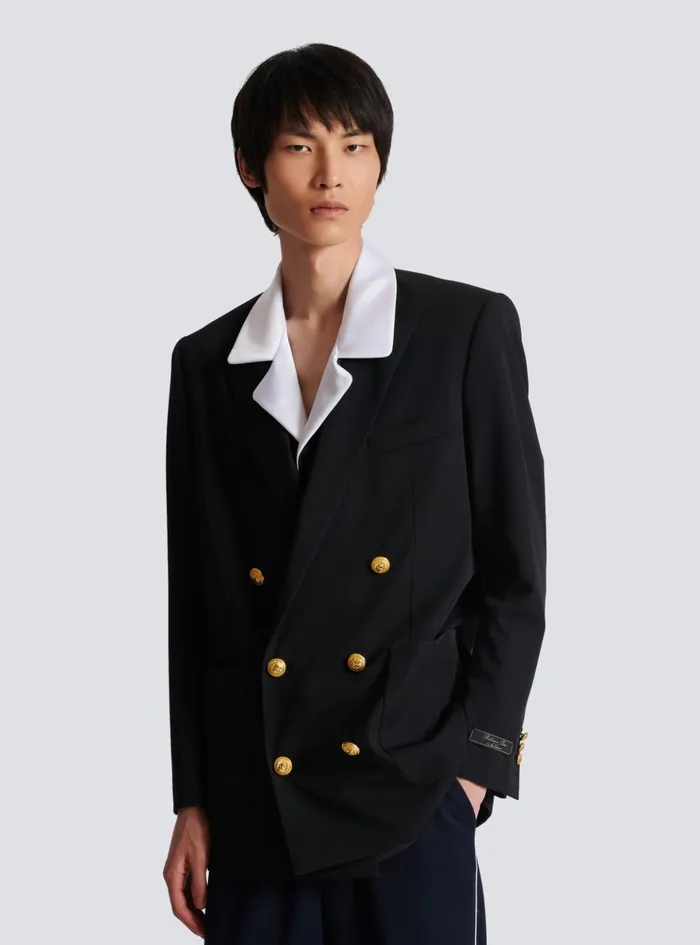 Technical Wool Blazer Black Men Balmain Jackets And Blazers