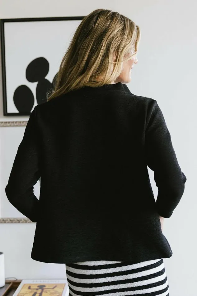 Textured Mock Neck Top In Black Black Women Bohme Tees and Tanks