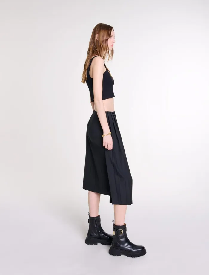 Tops and Shirts Women Maje Knitted Crop Top With Straps Black Tops and Shirts Women Maje Knitted Crop Top With Straps Black