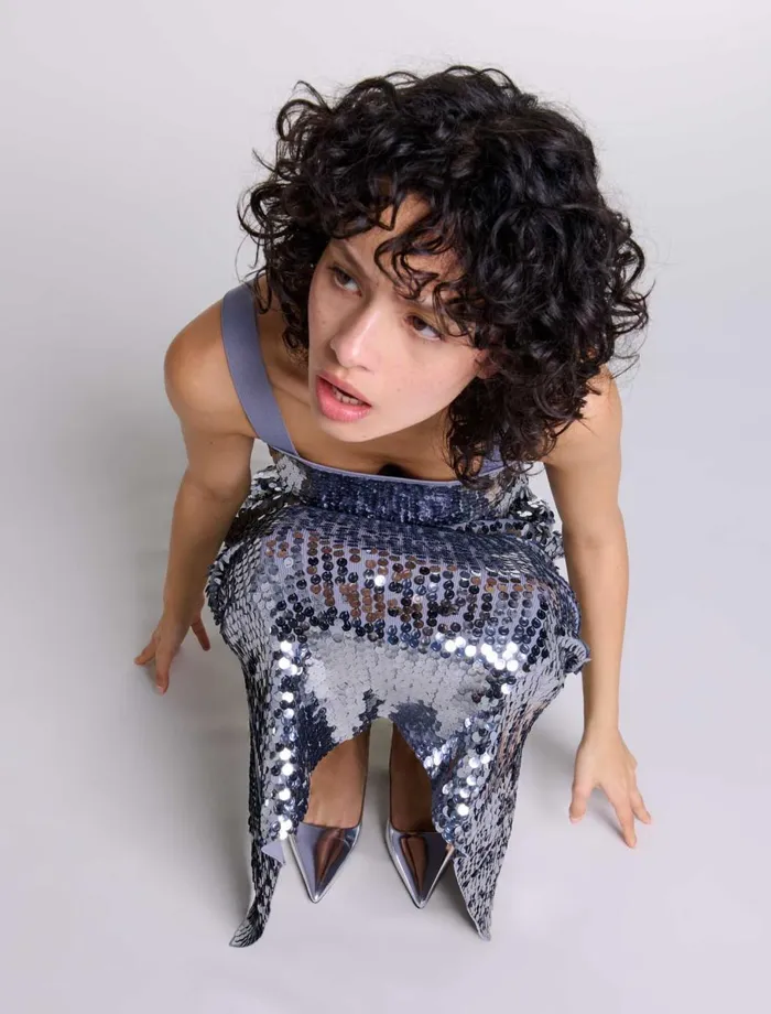 Tops and Shirts Women Maje Sequinned Knit Top Grey
