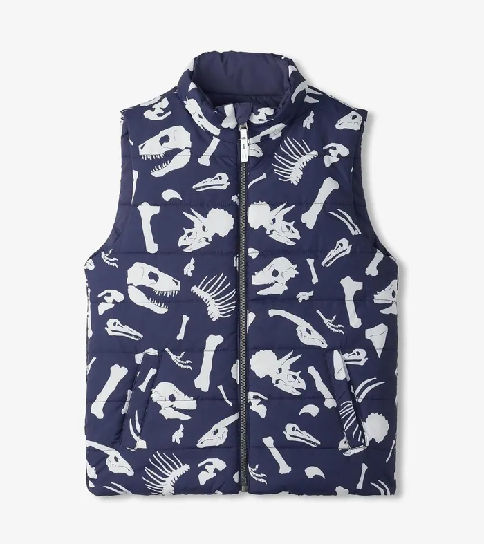Tops Boys Hatley Boys Dino Fossils Reversible Quilted Vest