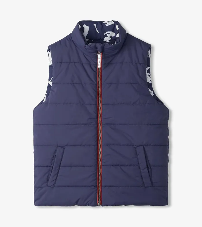 Tops Boys Hatley Boys Dino Fossils Reversible Quilted Vest
