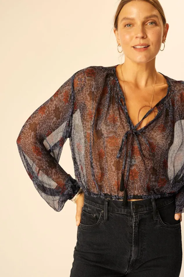 Tops Shop Natalie Martin AMELIA TOP Snowflake Steel Blue