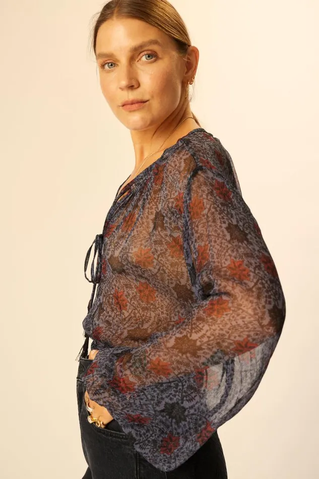 Tops Shop Natalie Martin AMELIA TOP Snowflake Steel Blue
