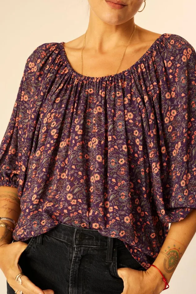 Tops Shop Natalie Martin ELLA TOP Petite Fleur Aubergine