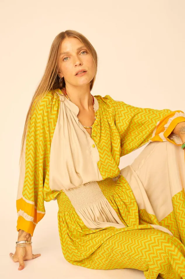 Tops Shop Natalie Martin REMY TOP Block Zigzag Tangerine