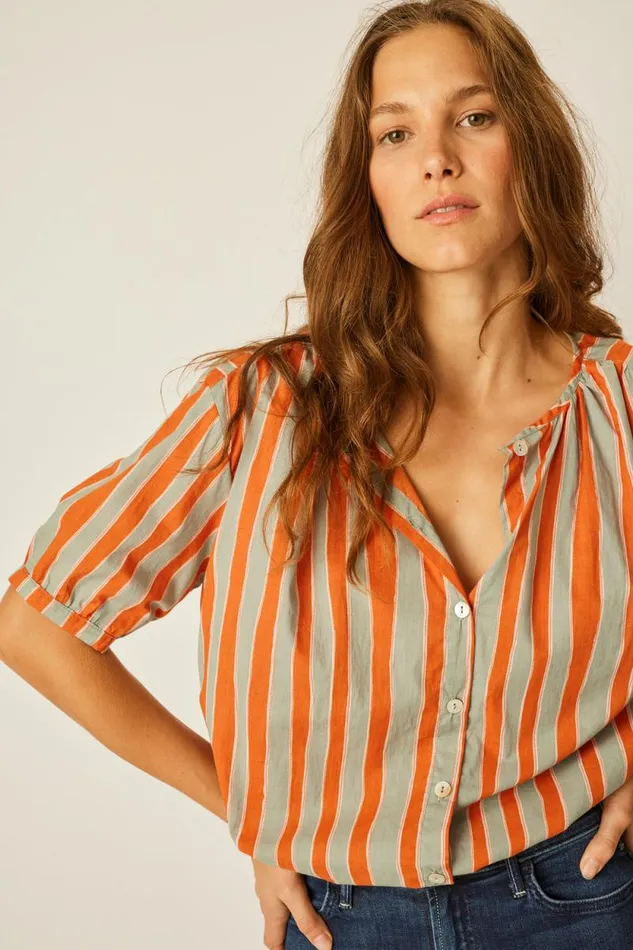 Tops Shop Natalie Martin VIOLET TOP Batik Stripe Sage