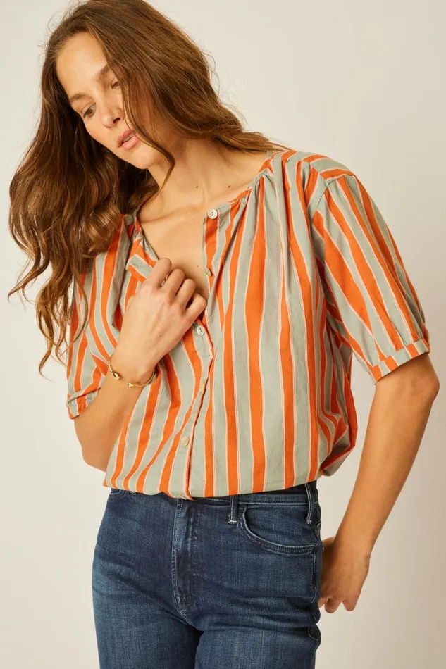 Tops Shop Natalie Martin VIOLET TOP Batik Stripe Sage