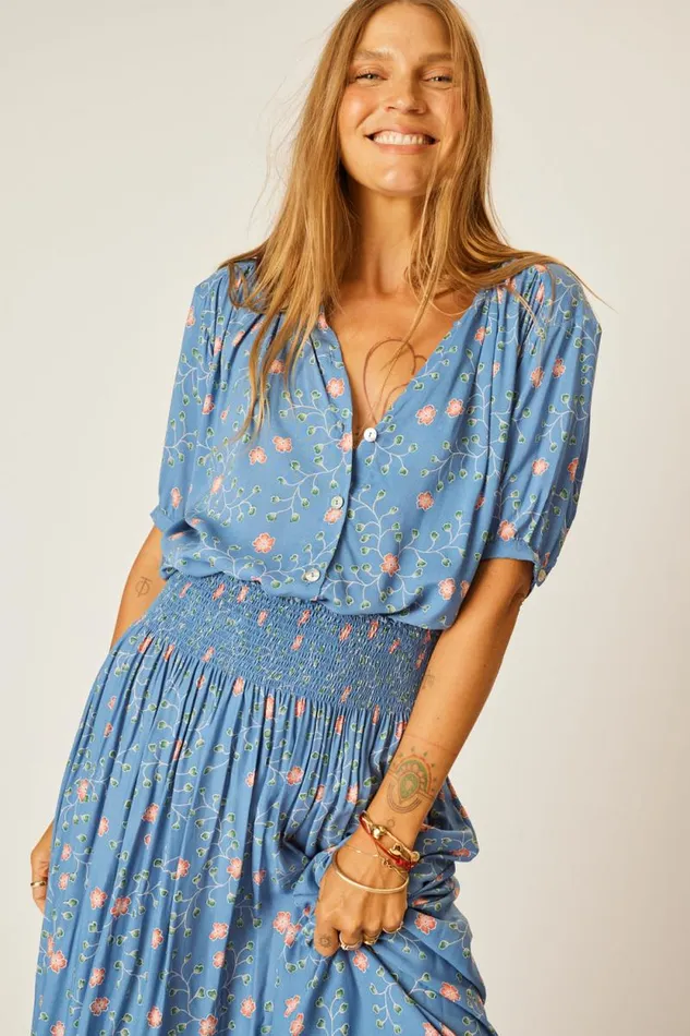 Tops Shop Natalie Martin VIOLET TOP Pinwheel Denim